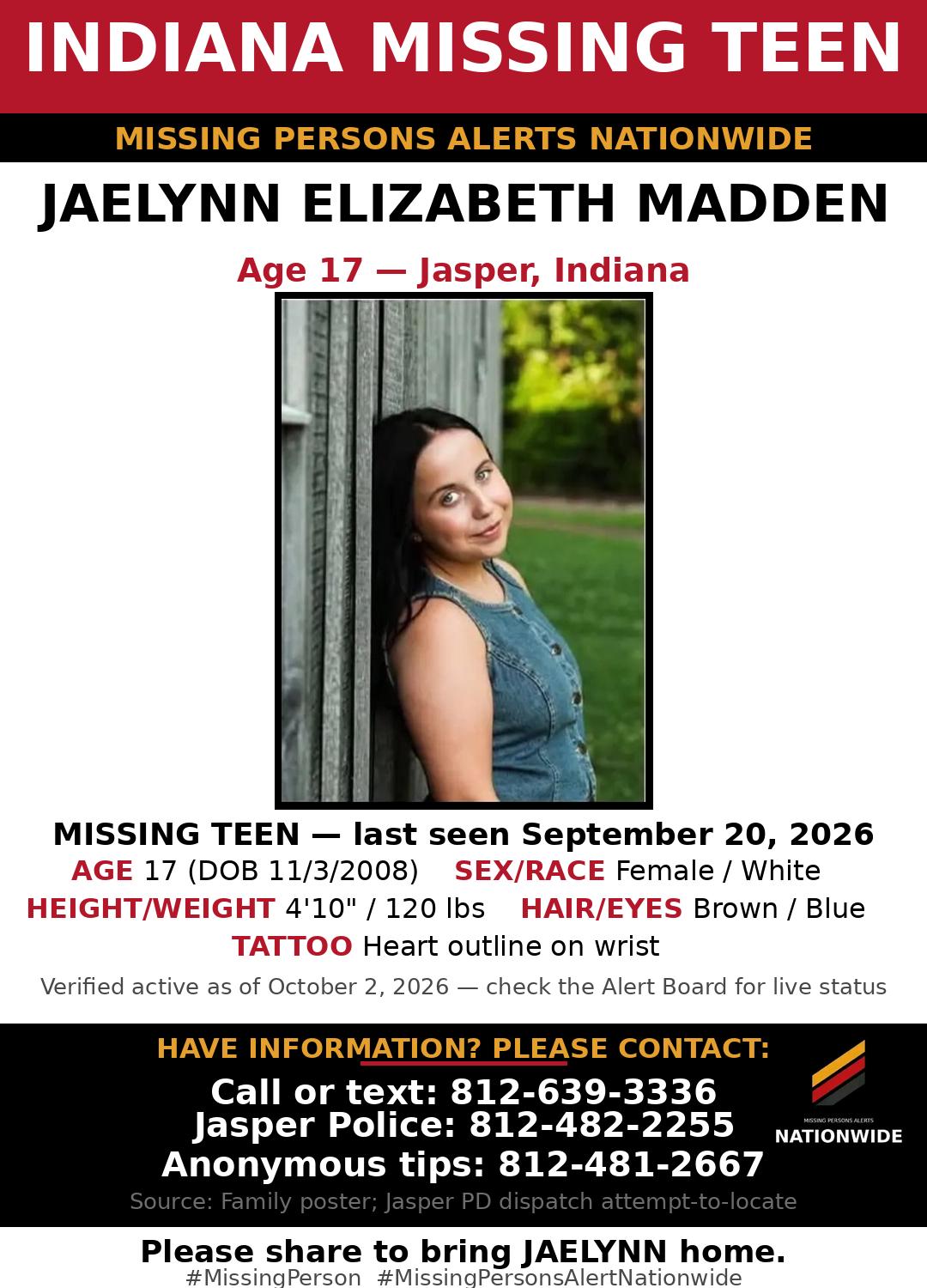 Flyer photo — Jaelynn Elizabeth Madden