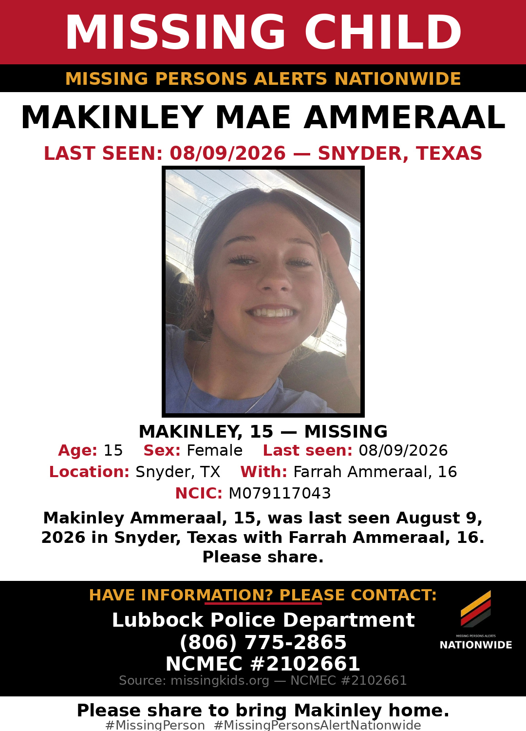 Flyer photo — Makinley Mae Ammeraal