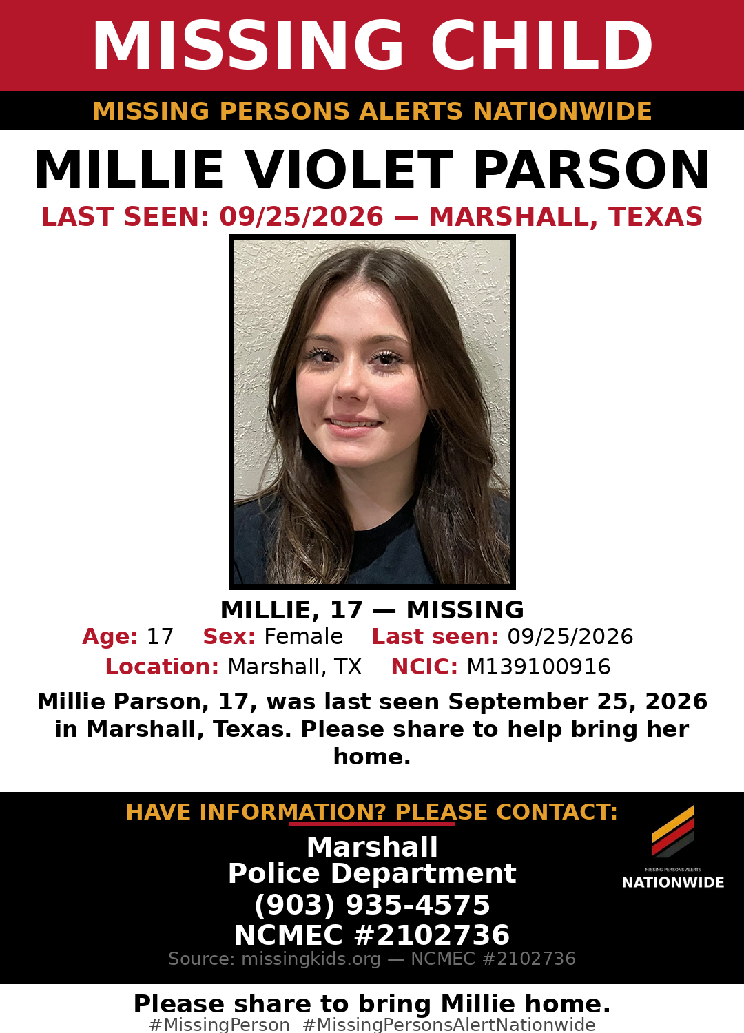 Flyer photo — Millie Violet Parson