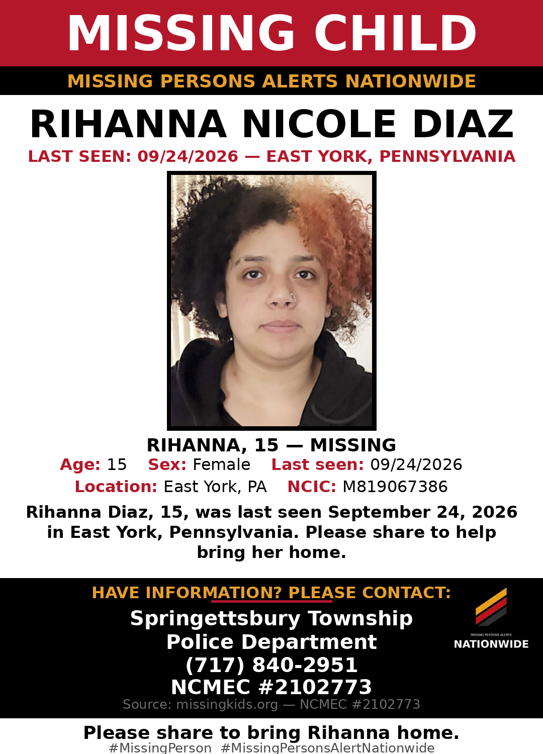 Flyer photo — Rihanna Nicole Diaz