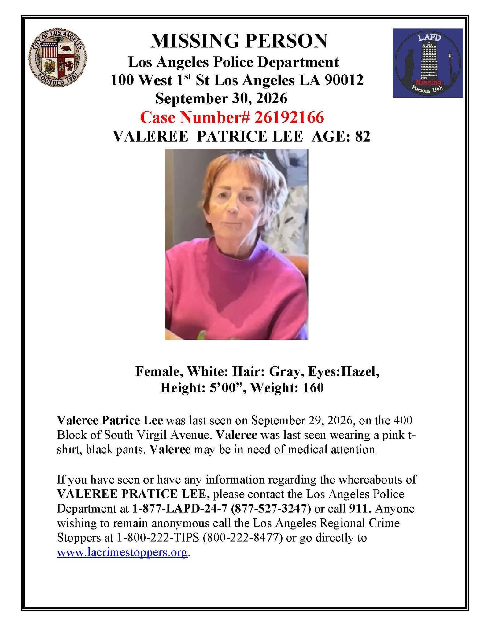 Flyer photo — Valeree Patrice Lee