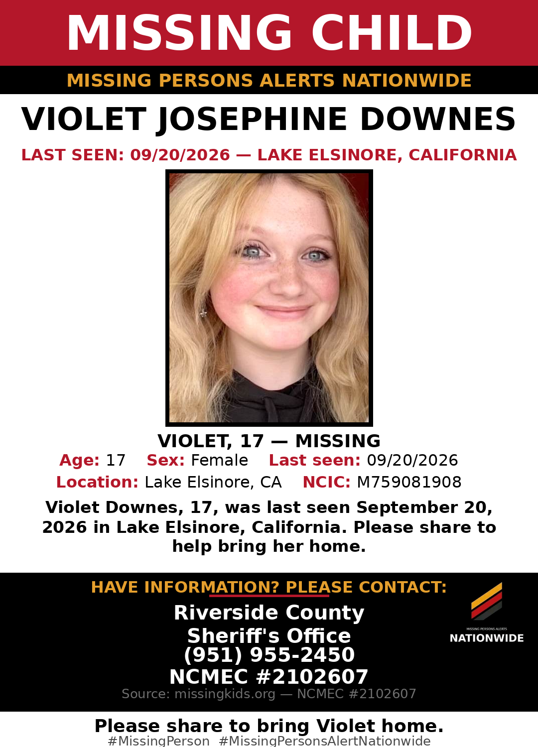 Flyer photo — Violet Josephine Downes