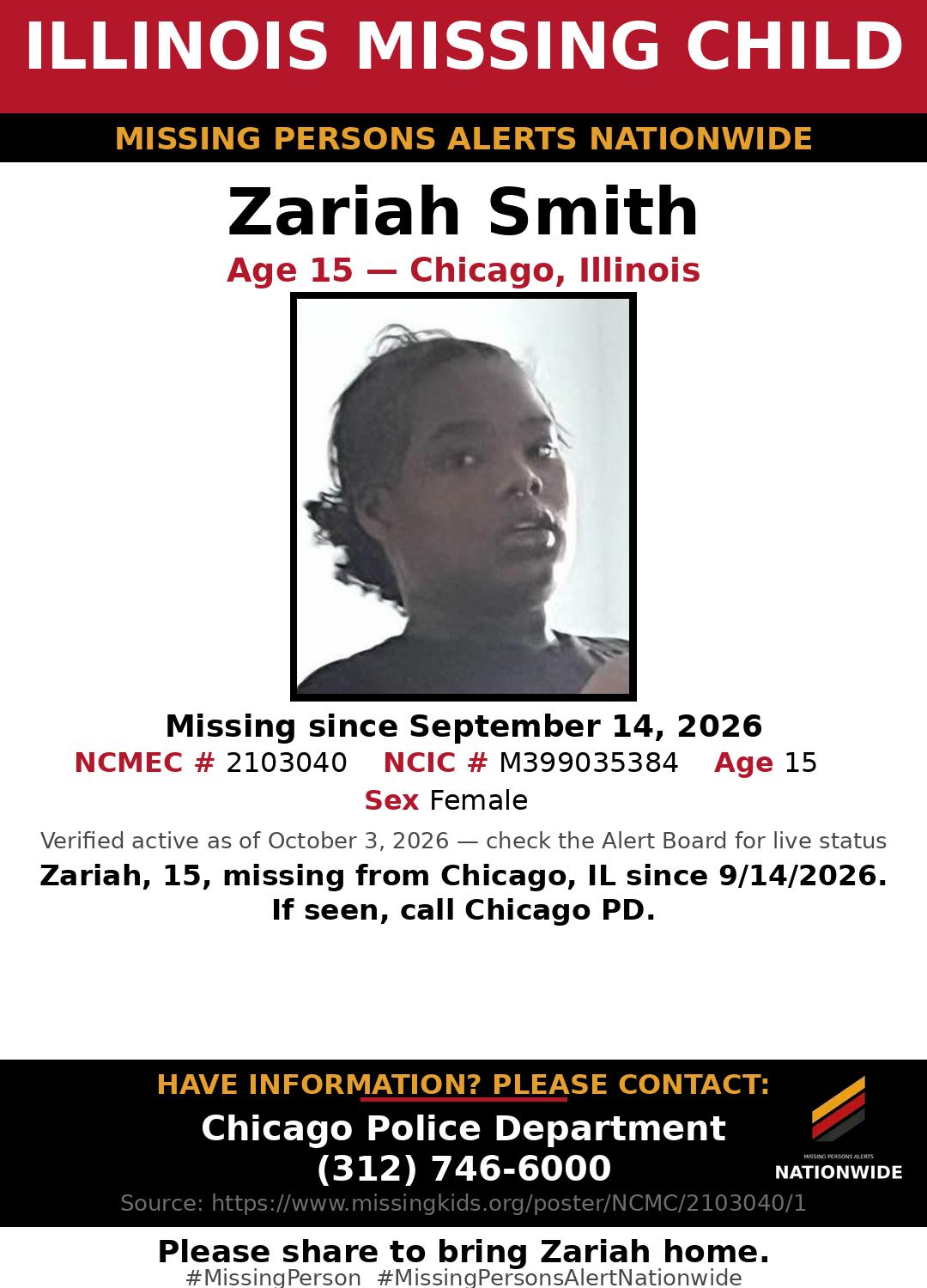 Flyer photo — Zariah Smith