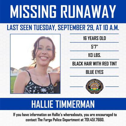 Missing person flyer for Hallie Timmerman