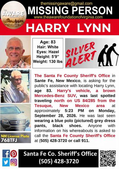 Missing person flyer for Harry Lynn