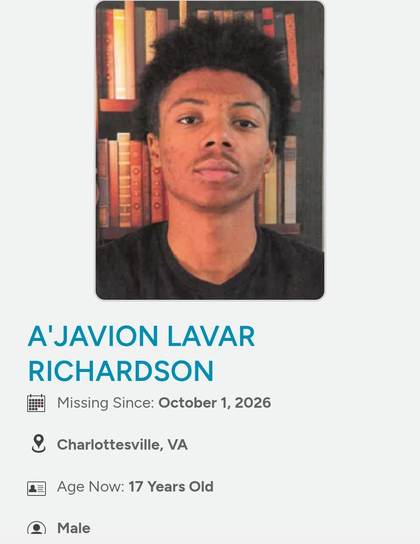 Missing person flyer for A'Javion Lavar Richardson