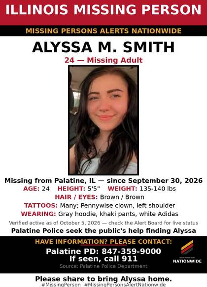 Missing person flyer for Alyssa M. Smith