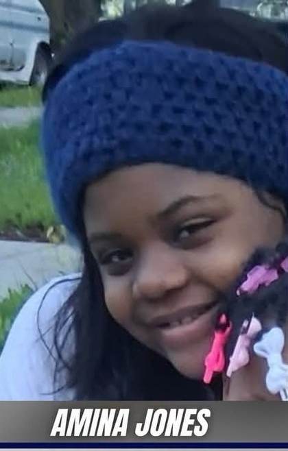 Missing person flyer for Amina Jones