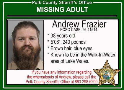 Missing person flyer for Andrew Frazier