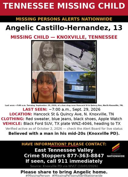 Missing person flyer for Angelic Castillo-Hernandez