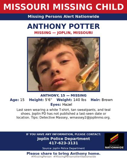 Missing person flyer for Anthony Potter