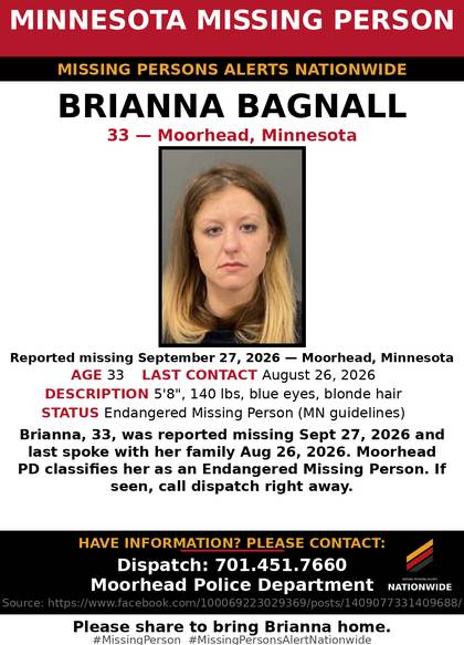 Missing person flyer for Brianna Bagnall