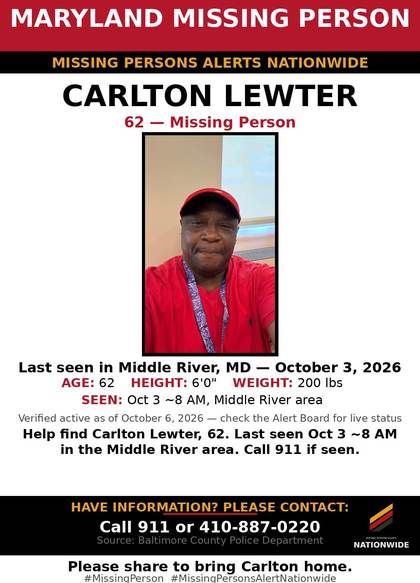 Missing person flyer for Carlton Lewter