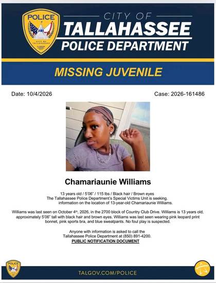 Missing person flyer for Chamariaunie Williams