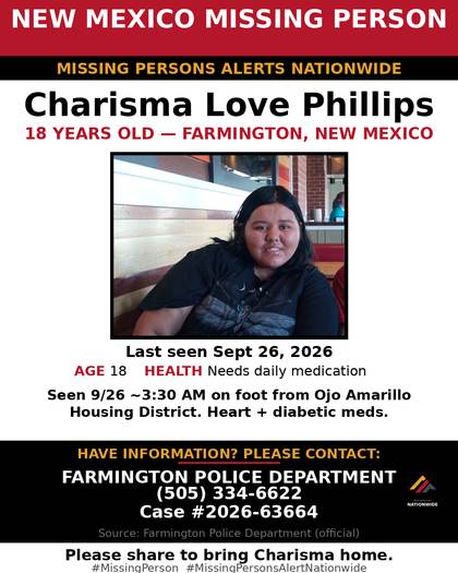 Missing person flyer for Charisma Love Phillips