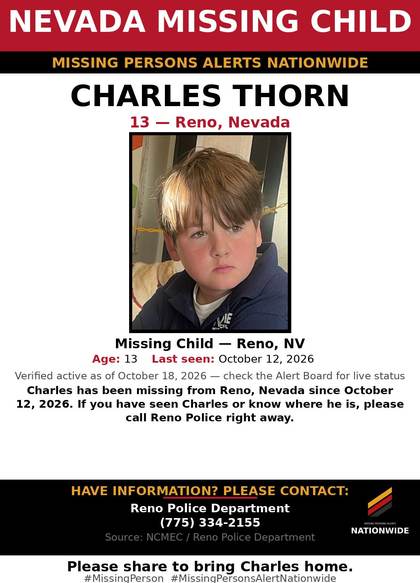 Missing person flyer for Charles Thorn