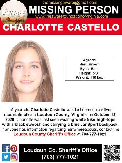 Missing person flyer for Charlotte Castello