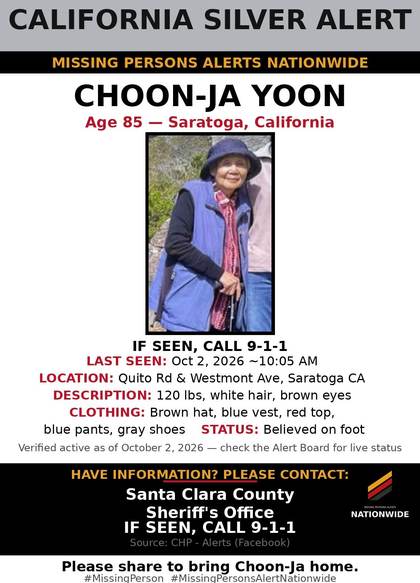 Missing person flyer for Choon-Ja Yoon