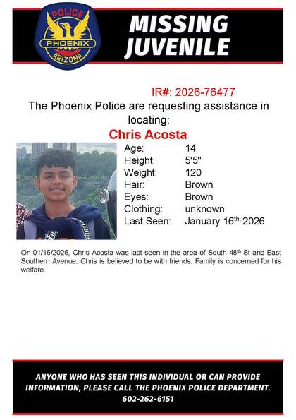 Missing person flyer for Chris Acosta