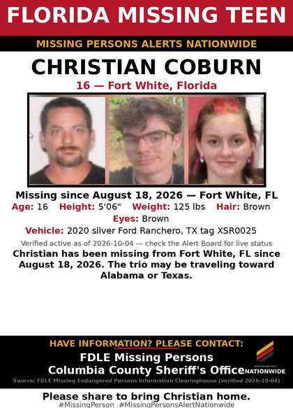 Missing person flyer for Christian Coburn
