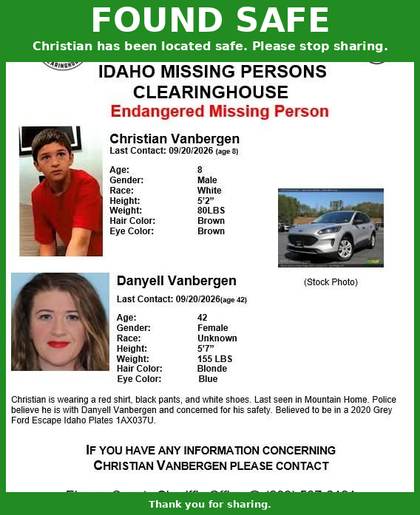 Found safe flyer for Christian Vanbergen