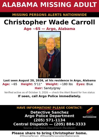 Missing person flyer for Christopher Wade Carroll