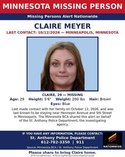 Missing person flyer for Claire Meyer