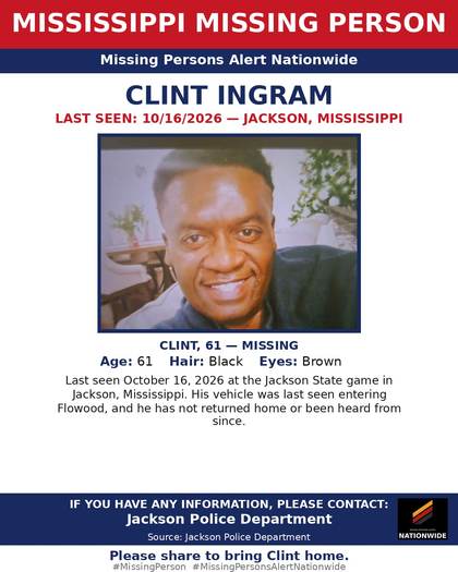 Missing person flyer for Clint Ingram