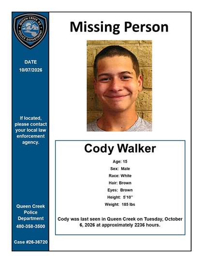 Missing person flyer for Cody Walker