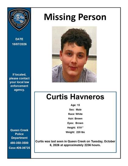 Missing person flyer for Curtis Havneros
