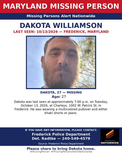 Missing person flyer for Dakota Chance Williamson