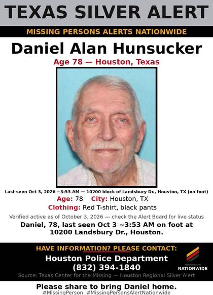 Missing person flyer for Daniel Alan Hunsucker