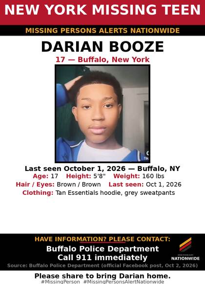 Found safe flyer for Darian Booze