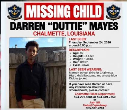Missing person flyer for Darren "Duttie" Mayes