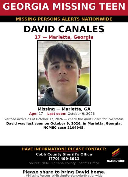 Missing person flyer for David Canales