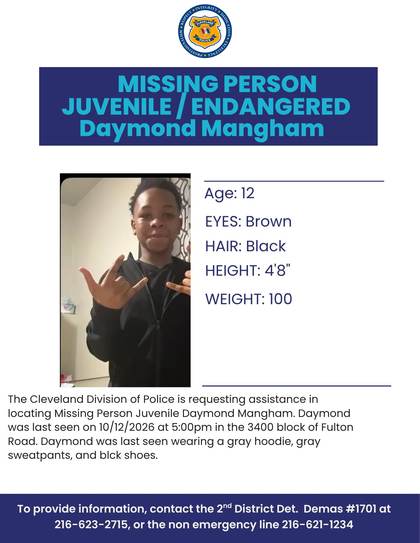 Missing person flyer for Daymond Mangham