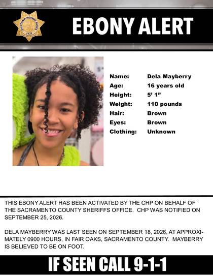 Found safe flyer for Dela Mayberry