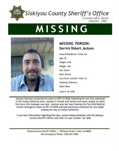 Missing person flyer for Derrick Robert Jackson