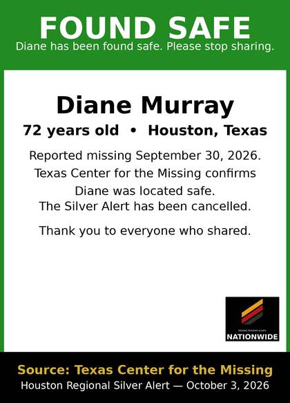 Found safe flyer for Diane Murray