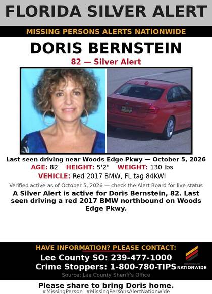 Missing person flyer for Doris Bernstein
