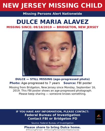 Missing person flyer for Dulce Maria Alavez