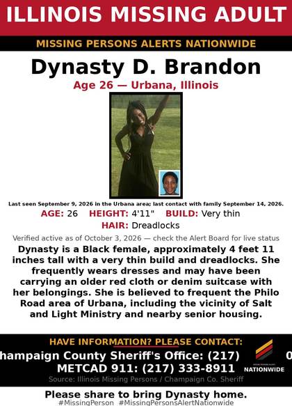 Missing person flyer for Dynasty D. Brandon