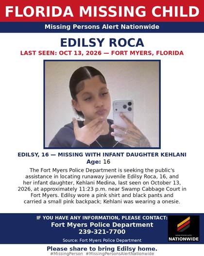 Missing person flyer for Edilsy Roca