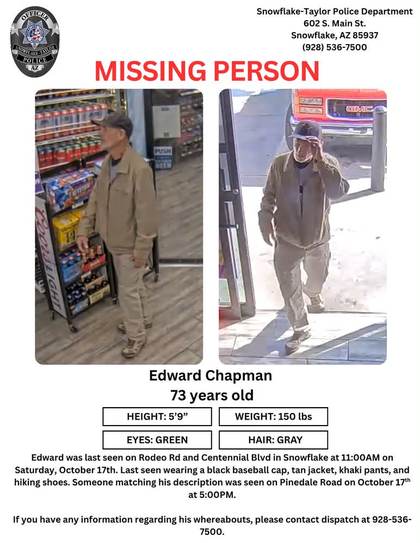 Missing person flyer for Edward Chapman