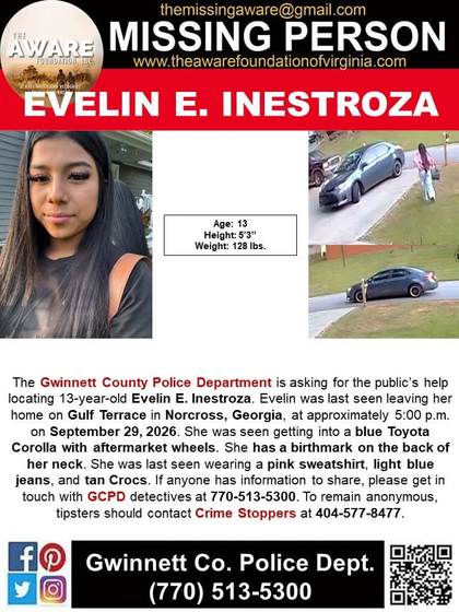 Found safe flyer for Evelin E. Inestroza