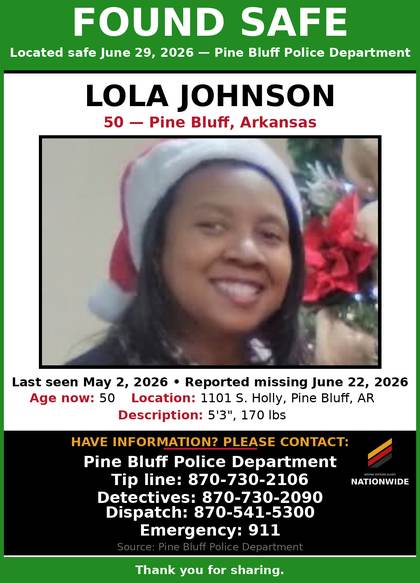 Found safe flyer for Lola Johnson