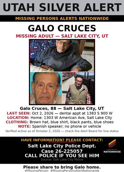 Missing person flyer for Galo Cruces