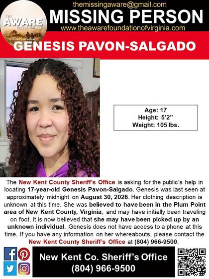 Missing person flyer for Genesis Pavon-Salgado