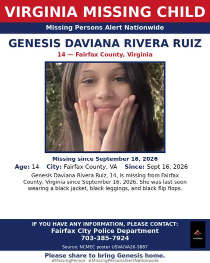 Missing person flyer for Genesis Rivera Ruiz