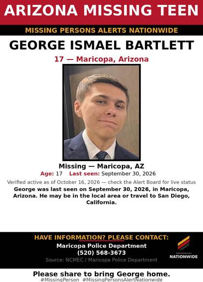 Missing person flyer for George Ismael Bartlett